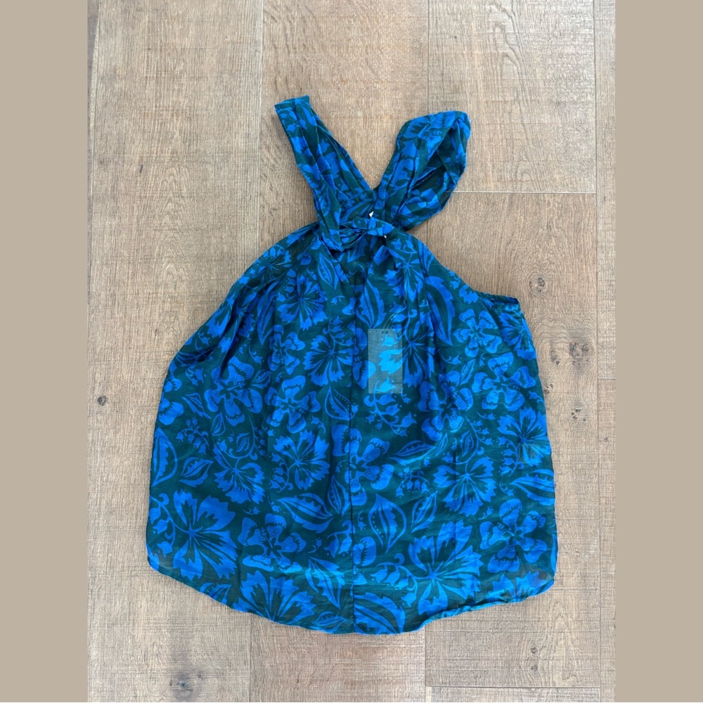 mikoh sheer tropical print twist tank top new nwt